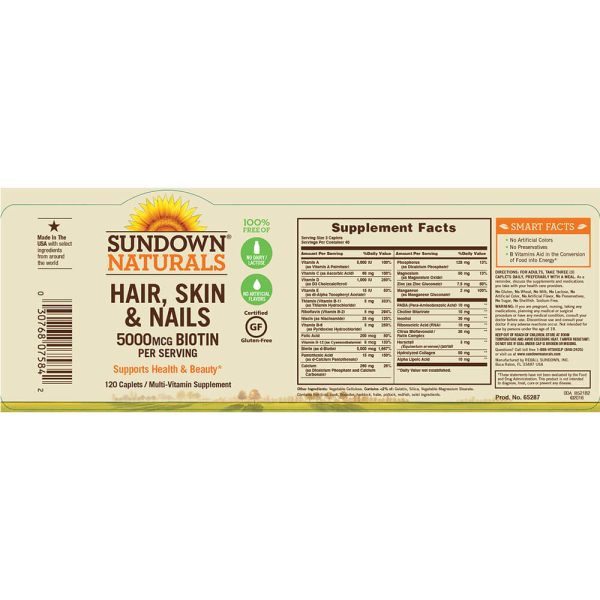 hair skin nails biotina colageno sundown naturals