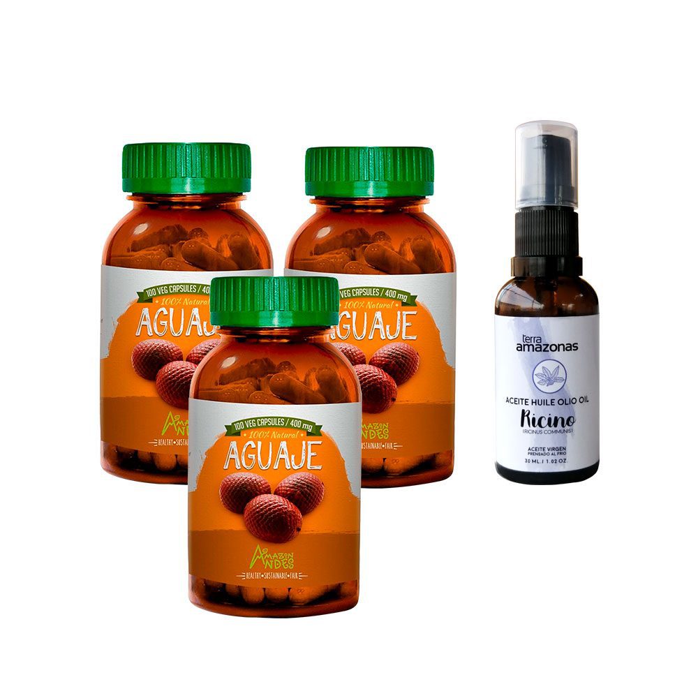 aguaje-capsulas-ricino-aceite aguaje en cápsulas, aceite de ricino