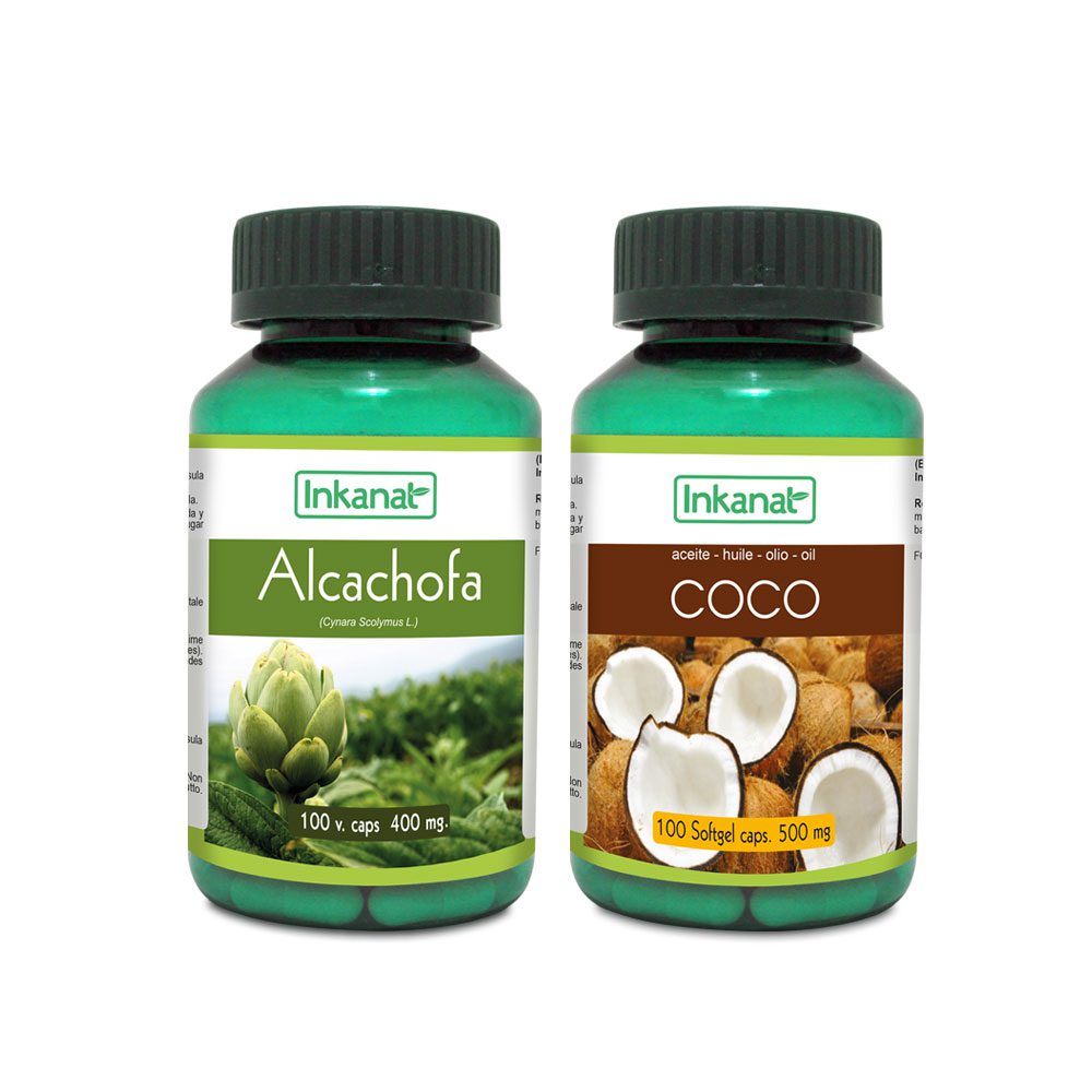 alcachofa-aceite-coco-capsulas alcachofa y aceite de coco en cápsulas