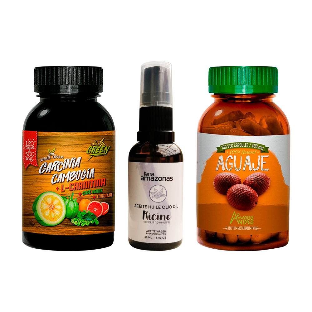 garcinia-ricino-aguaje garcinia cambogia, aguaje capsulas y aceite de ricino